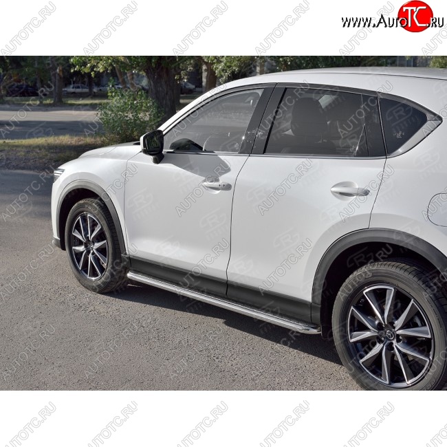 22 999 р. Широкая защита порогов с трубой диаметром 42 мм SLITKOFF v2  Mazda CX-5  KF (2016-2025)  с доставкой в г. Керчь