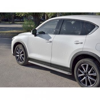 35 549 р. Широкая защита порогов с трубой диаметром 42 мм SLITKOFF v3  Mazda CX-5  KF (2016-2025)  с доставкой в г. Керчь. Увеличить фотографию 2