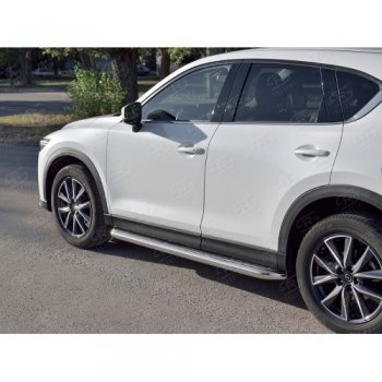 32 849 р. Защита порогов из круглой трубы диаметром 63 мм SLITKOFF v1 Mazda CX-5 KF (2016-2025)  с доставкой в г. Керчь. Увеличить фотографию 2