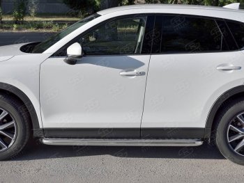 32 849 р. Защита порогов из круглой трубы диаметром 63 мм SLITKOFF v1 Mazda CX-5 KF (2016-2025)  с доставкой в г. Керчь. Увеличить фотографию 3
