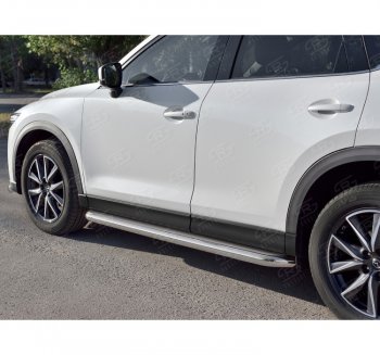 Защита порогов из круглой трубы диаметром 63 мм SLITKOFF v1 Mazda CX-5  KF (2016-2025)