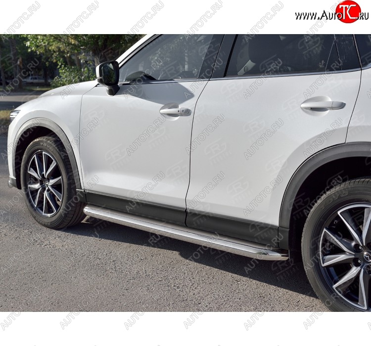32 849 р. Защита порогов из круглой трубы диаметром 63 мм SLITKOFF v1 Mazda CX-5 KF (2016-2025)  с доставкой в г. Керчь