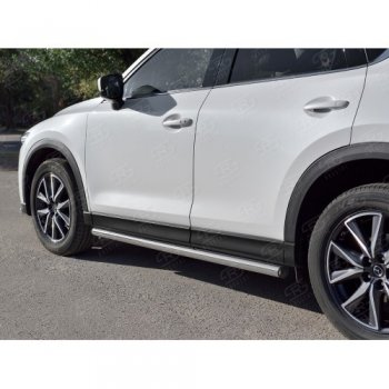 Защита порогов из круглой трубы диаметром 63 мм SLITKOFF v2 Mazda CX-5  KF (2016-2025)
