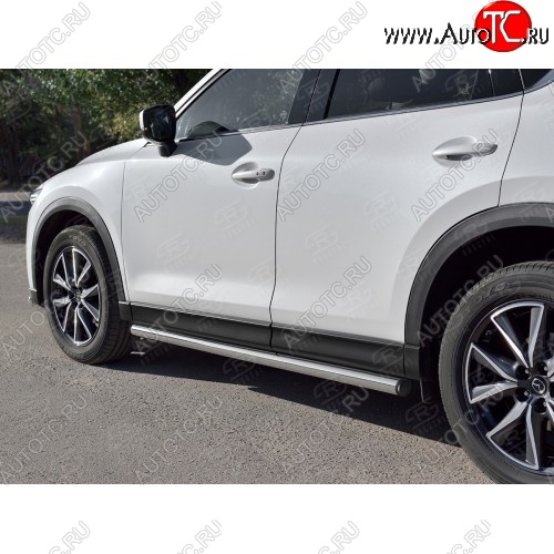 18 799 р. Защита порогов из круглой трубы диаметром 63 мм SLITKOFF v2 Mazda CX-5 KF (2016-2025)  с доставкой в г. Керчь