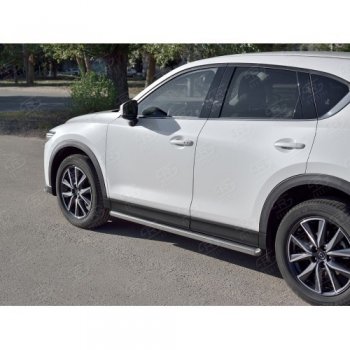 Защита порогов из круглой трубы диаметром 63 мм SLITKOFF v3 Mazda CX-5  KF (2016-2025)