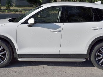 43 999 р. Порожки для ног (Ø63) SLITKOFF  Mazda CX-5  KF (2016-2025) (лист - нержавейка, профиль - нержавейка)  с доставкой в г. Керчь. Увеличить фотографию 2
