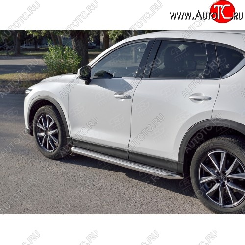 43 999 р. Порожки для ног (Ø63) SLITKOFF  Mazda CX-5  KF (2016-2025) (лист - нержавейка, профиль - нержавейка)  с доставкой в г. Керчь