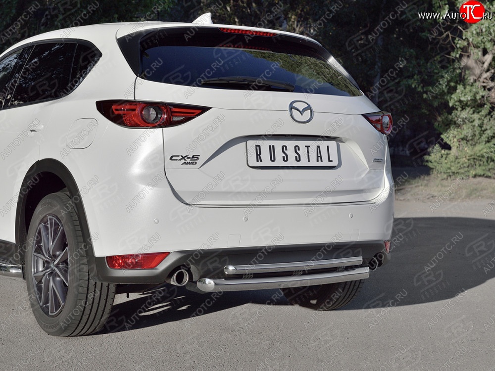16 649 р. Защита заднего бампера (Ø63 и 42 мм, нержавейка) SLITKOFF  Mazda CX-5  KF (2016-2025)  с доставкой в г. Керчь
