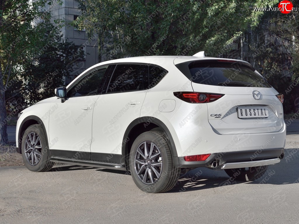 9 749 р. Защита заднего бампера (Ø75x42 мм, нержавейка) Russtal Mazda CX-5 KF (2016-2025)  с доставкой в г. Керчь