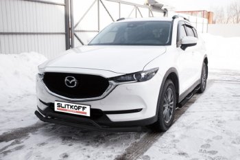 Защита переднего бампера Slitkoff (Ø 57+Ø 32, двойная). Mazda CX-5  KF (2016-2025) (Сталь с полимерным покрытием. Цвет: черный)
