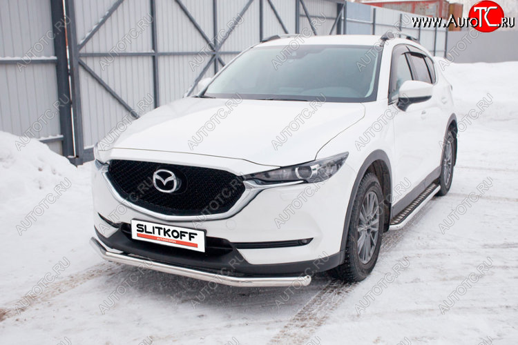 13 499 р. Защита переднего бампера Slitkoff (Ø 57 мм).  Mazda CX-5  KF (2016-2025) (Нержавеющая сталь)  с доставкой в г. Керчь