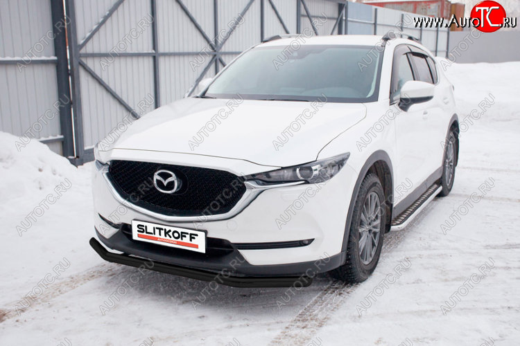 12 099 р. Защита переднего бампера Slitkoff (Ø 57 мм).  Mazda CX-5  KF (2016-2025) (Сталь с полимерным покрытием. Цвет: черный)  с доставкой в г. Керчь
