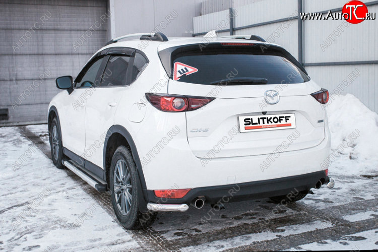 7 349 р. Защита заднего бампера Slitkoff (Ø 57 мм, уголки) Mazda CX-5 KF (2016-2025) (Нержавеющая сталь) с доставкой в г. Керчь Увеличить фотографию 1 7 349 р. Защита заднего бампера Slitkoff (Ø 57 мм, уголки) Mazda CX-5 KF (2016-2025) (Нержавеющая сталь) с доставкой в г. Керчь