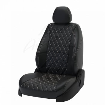 Чехлы для сидений Lord Autofashion Байрон (экокожа) Mazda CX-5  KF (2016-2025) (Чёрный, вставка чёрная, строчка бежевая)