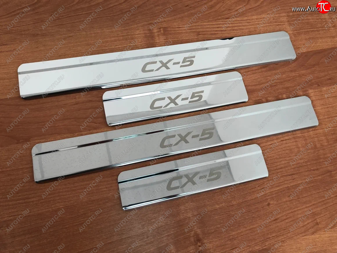 2 199 р. Накладки порожков салона INOX Mazda CX-5 KF (2016-2025) (Нержавеющая сталь)  с доставкой в г. Керчь
