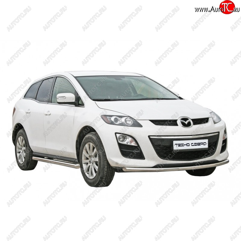 30 999 р. Защита порогов ТехноСфера (Техно Сфера) Люкс (нержавейка, d63.5 mm)  Mazda CX-7  ER (2006-2012) дорестайлинг, рестайлинг  с доставкой в г. Керчь