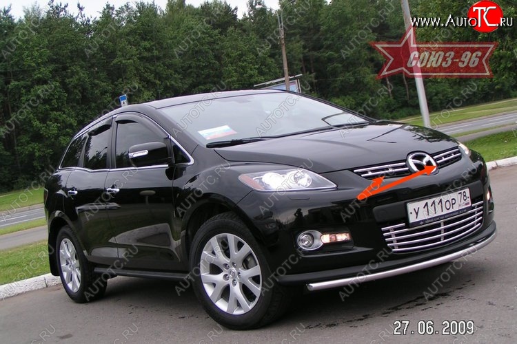 6 974 р. Декоративные элементы решетки радиатора Souz-96 (d16) Mazda CX-7 ER дорестайлинг (2006-2010)  с доставкой в г. Керчь
