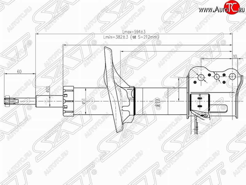 3 269 р. Правый амортизатор задний SAT Mazda 323/Familia седан BJ дорестайлинг (1998-2000)  с доставкой в г. Керчь