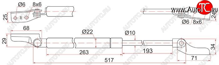1 049 р. Правый упор крышки багажника SAT (газовый)  Mazda Premacy (1999-2004)  с доставкой в г. Керчь