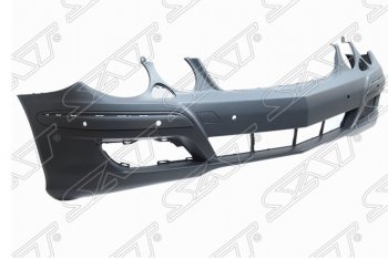 Передний бампер SAT (под омыватели и сонары) Mercedes-Benz E-Class  W211 (2006-2009) рестайлинг седан