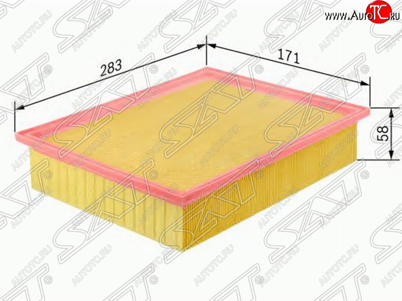 349 р. Фильтр воздушный двигателя SAT (283х171х58 mm)  Mercedes-Benz E-Class ( W124,  S124) (1984-1996) седан дорестайлинг, универсал рестайлинг  с доставкой в г. Керчь