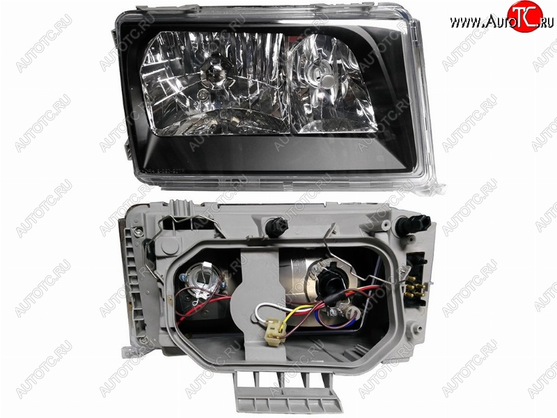 6 299 р. Правая передняя фара SAT (93-95, черный хрусталь) Mercedes-Benz E-Class W124 седан дорестайлинг (1984-1993)  с доставкой в г. Керчь