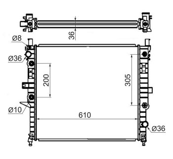 Радиатор двигателя SAT (пластинчатый, 2.3/3.2/3.5/4.3/5.0, МКПП/АКПП) Mercedes-Benz ML class  W163 (1997-2005) дорестайлинг, рестайлинг