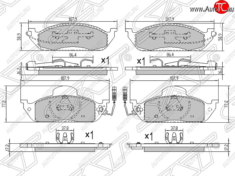 1 539 р. Колодки тормозные SAT (передние)  Mercedes-Benz ML class  W163 (1997-2001) дорестайлинг  с доставкой в г. Керчь