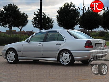 8 299 р. Пороги накладки AMG Mercedes-Benz C-Class W202 дорестайлинг седан (1993-1997) (Неокрашенные)  с доставкой в г. Керчь
