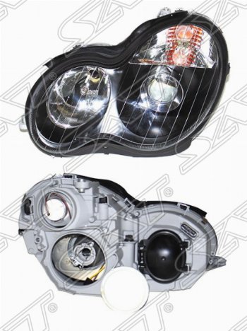 Левая фара передняя SAT (хрусталь, тонировка, неоновое кольцо) Mercedes-Benz C-Class  W203 (2000-2004) дорестайлинг седан