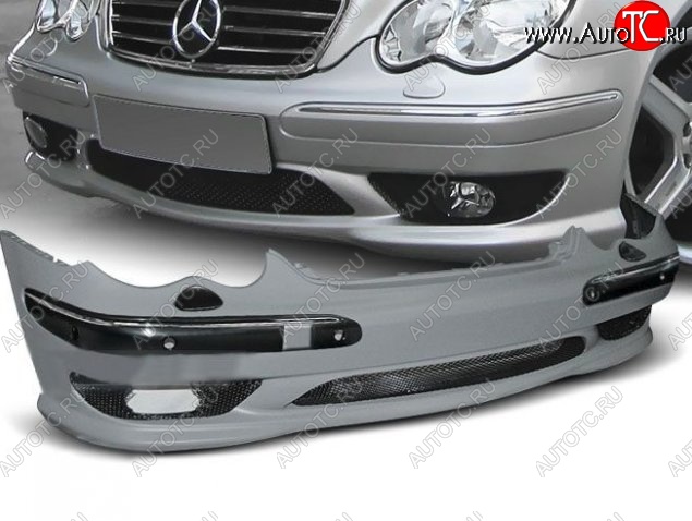 32 499 р. Передний бампер AMG Style Mercedes-Benz C-Class W203 дорестайлинг седан (2000-2004) (Неокрашенный)  с доставкой в г. Керчь