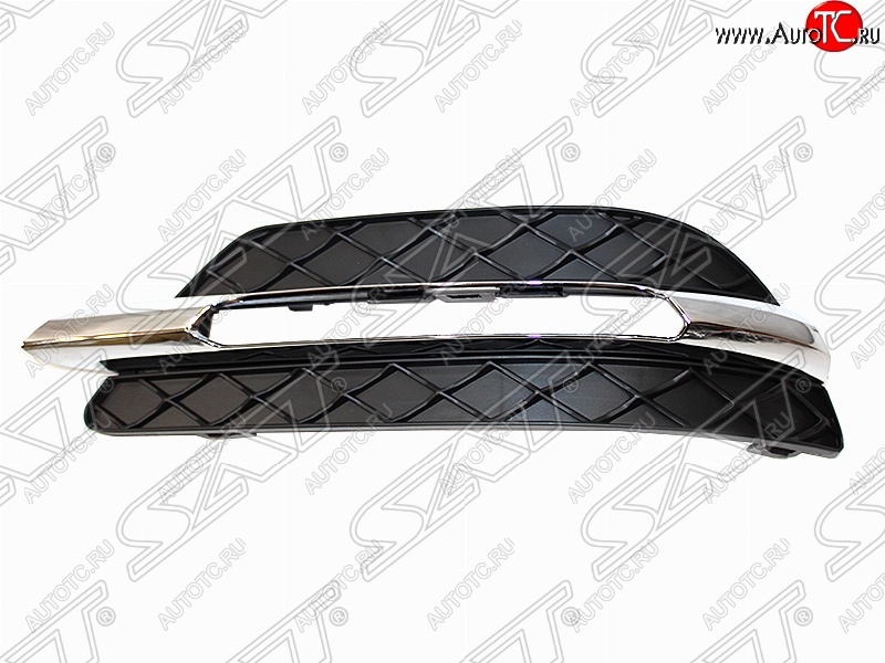 1 699 р. Левая оправа противотуманной фары SAT (хром, пр-во Тайвань)  Mercedes-Benz C-Class  W204 (2011-2015) рестайлинг седан  с доставкой в г. Керчь