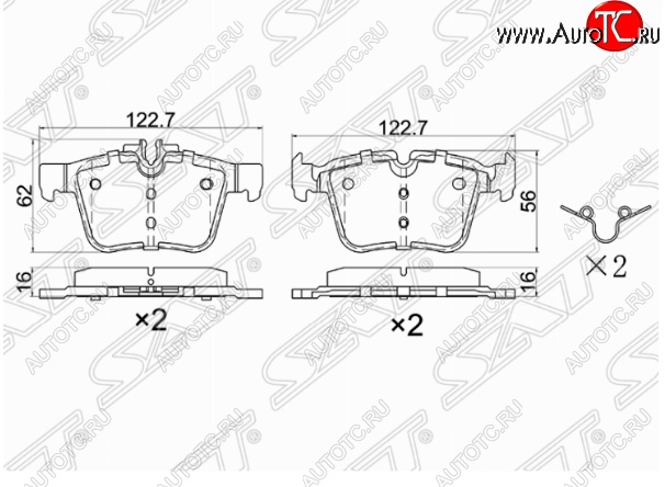 1 039 р. Комплект задних тормозных колодок SAT  Mercedes-Benz C-Class  W205 (2015-2018) дорестайлинг седан  с доставкой в г. Керчь