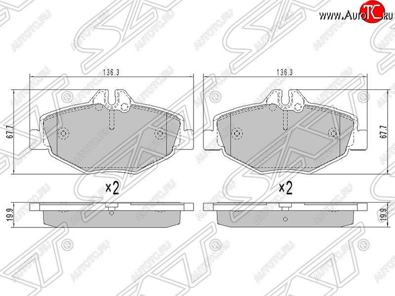 1 399 р. Колодки тормозные SAT (передние)  Mercedes-Benz E-Class  W211 (2002-2009) дорестайлинг седан, рестайлинг седан  с доставкой в г. Керчь