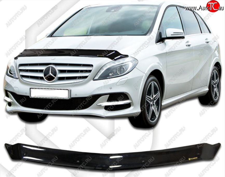 2 699 р. Дефлектор капота CA-Plastic Mercedes-Benz B-Class W246/T246 хэтчбэк (2011-2018) (Classic черный, Без надписи)  с доставкой в г. Керчь