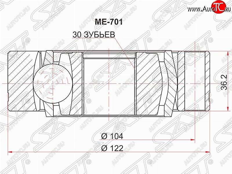 2 299 р. Шрус (внутренний) SAT (30*122 мм)  Mercedes-Benz Vito  W638 (1996-2003)  с доставкой в г. Керчь