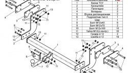 6 299 р. Фаркоп (колесная база 3.55/4.025, длинная база) Лидер Плюс Mercedes-Benz Sprinter W905 рестайлинг (2000-2006) (Без электропакета)  с доставкой в г. Керчь. Увеличить фотографию 2