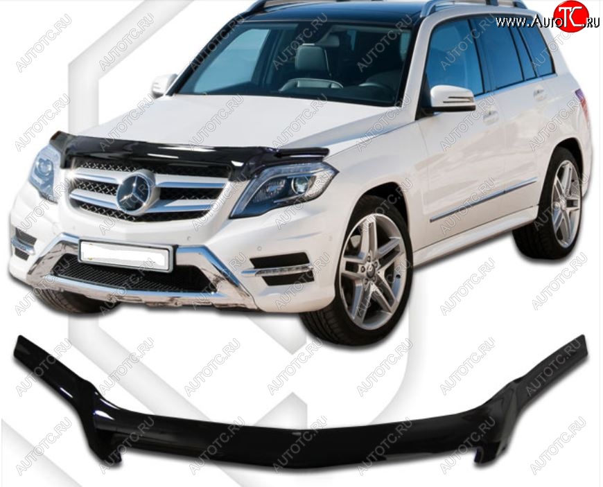 2 159 р. Дефлектор капота CA-Plastic Mercedes-Benz GLK class X204 дорестайлинг (2008-2012) (Classic черный, Без надписи)  с доставкой в г. Керчь