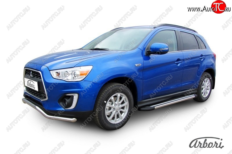 12 509 р. Порожки для ног Arbori Luxe Black Mitsubishi ASX 1-ый рестайлинг (2013-2016)  с доставкой в г. Керчь