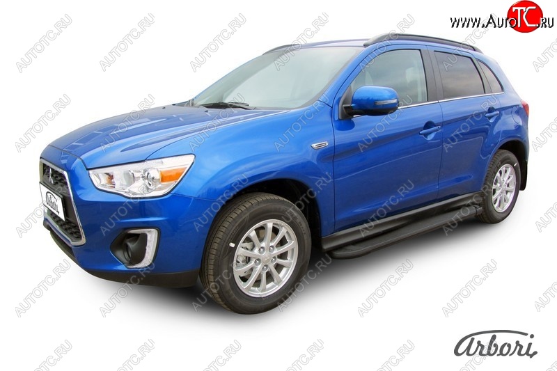 11 609 р. Порожки для ног Arbori Optima Black Mitsubishi ASX 1-ый рестайлинг (2013-2016)  с доставкой в г. Керчь