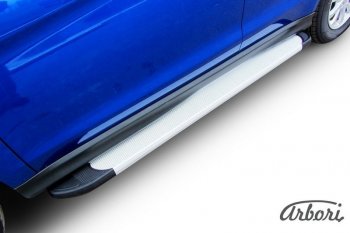 10 979 р. Порожки для ног Arbori Optima Silver Mitsubishi ASX 1-ый рестайлинг (2013-2016)  с доставкой в г. Керчь. Увеличить фотографию 2