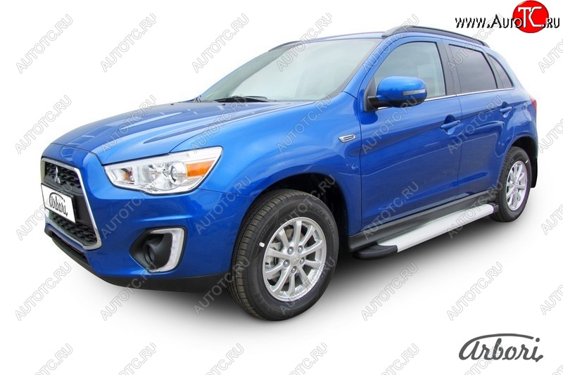 10 979 р. Порожки для ног Arbori Optima Silver Mitsubishi ASX 1-ый рестайлинг (2013-2016)  с доставкой в г. Керчь