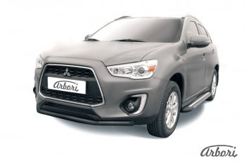 Защита переднего бампера Arbori (черная, 1 труба d57 mm). Mitsubishi ASX 1-ый рестайлинг (2013-2016)