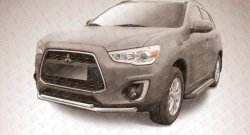 Двойная защита переднего бампера из двух труб диаметром 57 и 42 мм Slitkoff Mitsubishi ASX (2013-2016) 1-ый рестайлинг