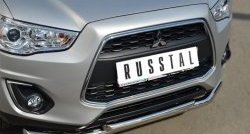 17 899 р. Защита переднего бампера (2 трубыØ63 и 42 мм, нержавейка) SLITKOFF  Mitsubishi ASX (2013-2016) 1-ый рестайлинг  с доставкой в г. Керчь. Увеличить фотографию 2