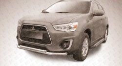 Двойная защита переднего бампера из двух труб диаметром 76 и 57 мм Slitkoff Mitsubishi ASX (2013-2016) 1-ый рестайлинг