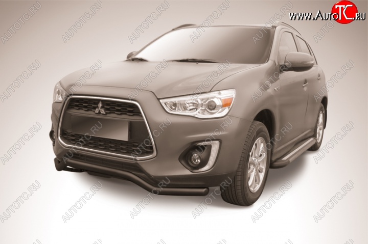 10 999 р. Защита переднего бампера d57 Slitkoff  Mitsubishi ASX (2013-2016) 1-ый рестайлинг (Цвет: серебристый)  с доставкой в г. Керчь