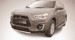 Защита переднего бампера из короткой трубы диаметром 57 мм Slitkoff Mitsubishi ASX (2013-2016) 1-ый рестайлинг
