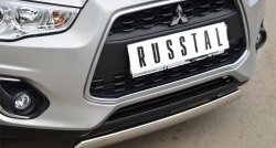 9 749 р. Защита переднего бампера (Ø75х42 мм, нержавейка) Russtal Mitsubishi ASX 1-ый рестайлинг (2013-2016)  с доставкой в г. Керчь. Увеличить фотографию 2