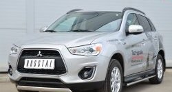 9 749 р. Защита переднего бампера (Ø75х42 мм, нержавейка) Russtal Mitsubishi ASX 1-ый рестайлинг (2013-2016)  с доставкой в г. Керчь. Увеличить фотографию 4